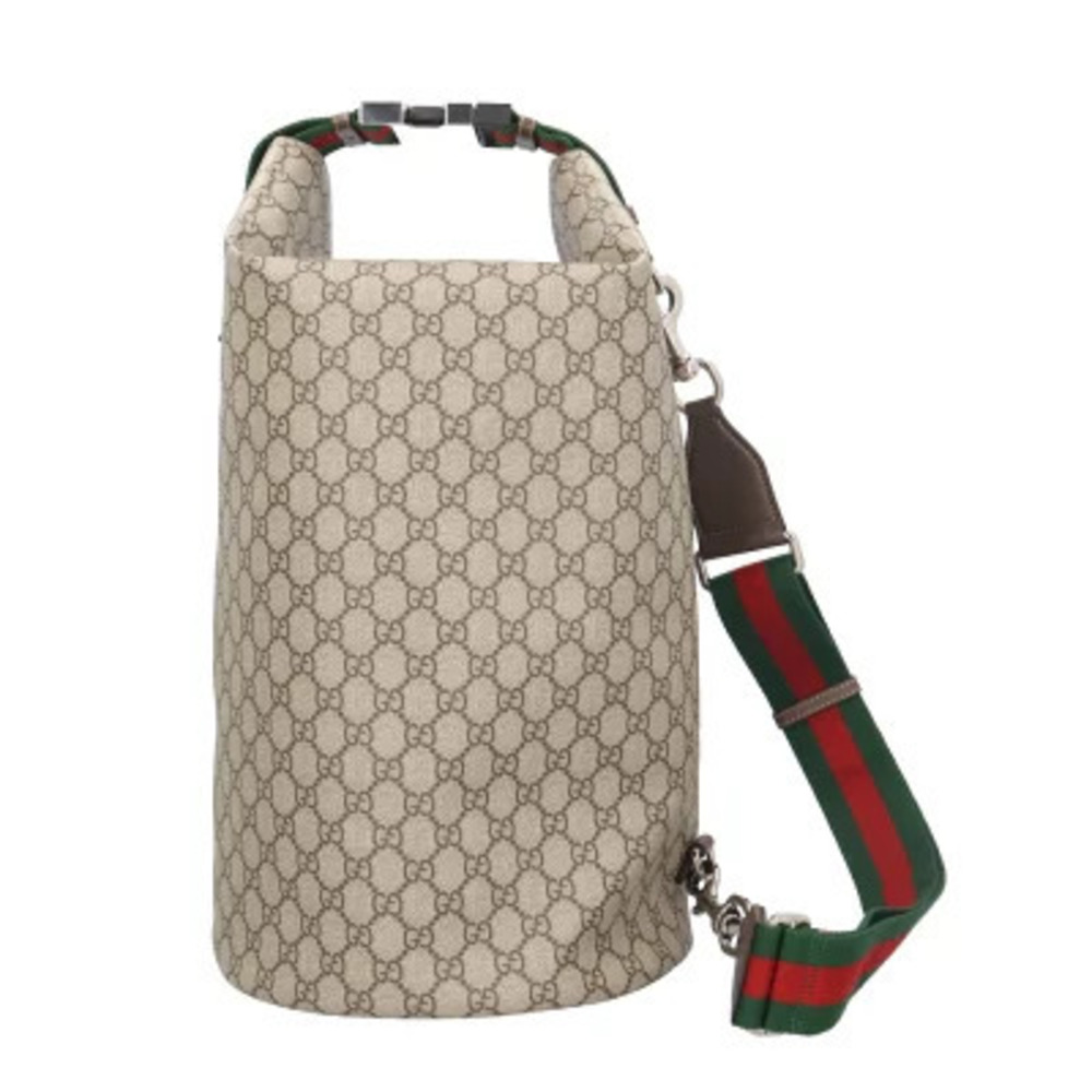 Gucci GG Top Handle Duffle Bag Shoulder Supreme Canvas Beige
